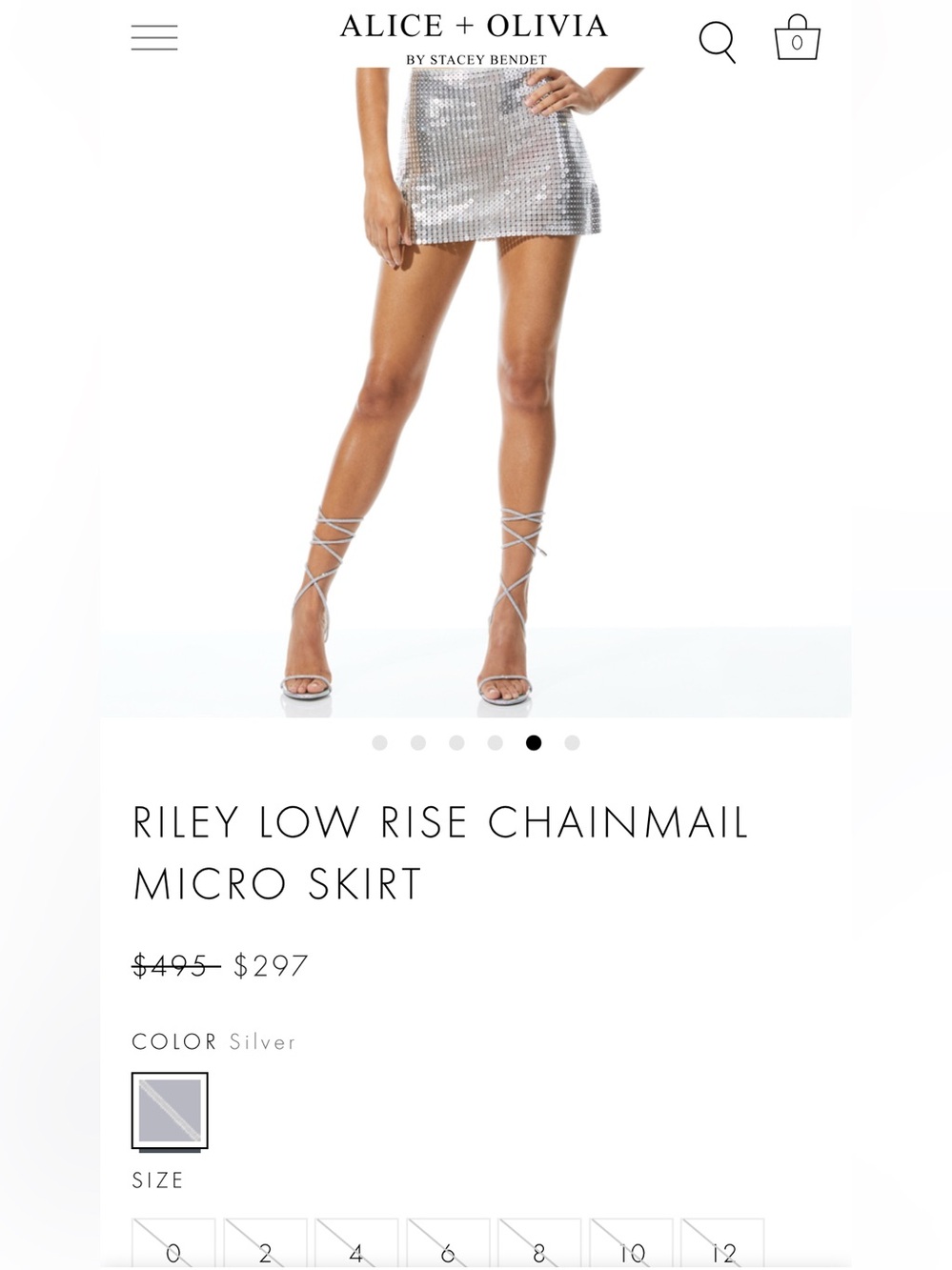 Alice & Olivia Riley low rise chainmail micro skirt rhinestones shiny metal - Picture 4 of 13